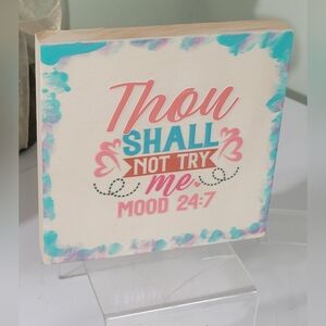 Handmade Wooden FUNNY Desk? Plaque Gift Colorful Design 5X5 Free Standing